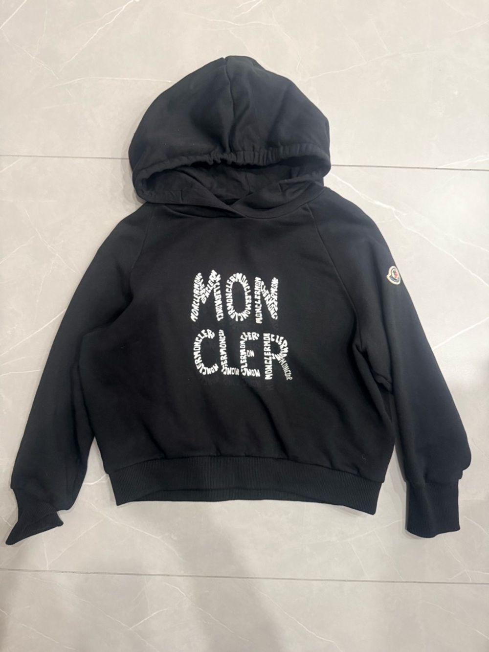 Moncler Kids Black Logo Pullover Hoodie -10A